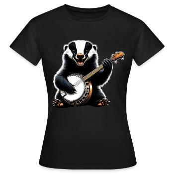 Honey Badger Ratel Joueur de banjo Bluegrass - T-shirt Femme - noir - Devant - AI Model Female 172 dark (172cm)