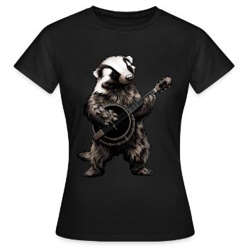 Honey Badger Ratel Joueur de banjo Bluegrass - T-shirt Femme - noir - Devant - AI Model Female 172 dark (172cm)