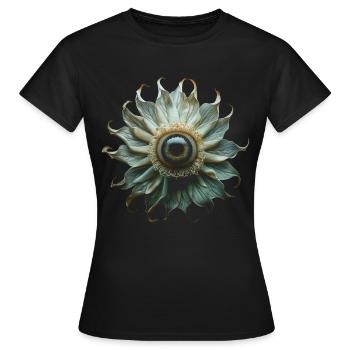 Weirdcore Aesthetic Flower Human Eyeball - Women's T-Shirt - black - Front - AI Model Female 172 dark (172cm)