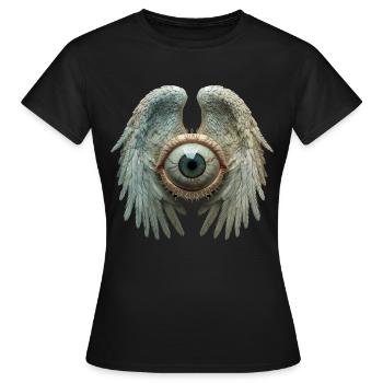 Weirdcore Aesthetic Human Eyeball Wings - Women's T-Shirt - black - Front - AI Model Female 172 dark (172cm)