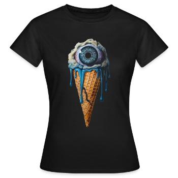 Weirdcore Aesthetic Human Eyeball Ice Cream - Women's T-Shirt - black - Front - AI Model Female 172 dark (172cm)