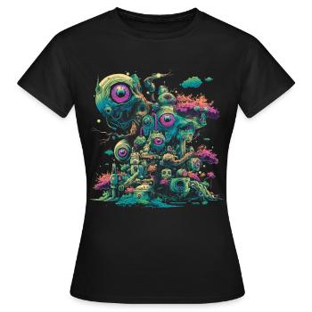 Weirdcore Aesthetic Eyes Eyeball Machines Drea - Women's T-Shirt - black - Front - AI Model Female 172 dark (172cm)