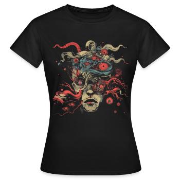 Weirdcore Aesthetics Weird Face Eyeballs Dreamcore - Women's T-Shirt - black - Front - AI Model Female 172 dark (172cm)