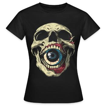 Weirdcore Aesthetic Skull Eyeball Creepy S - Women's T-Shirt - black - Front - AI Model Female 172 dark (172cm)