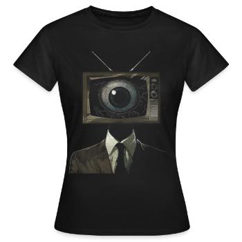 Weirdcore Aesthetics TV Man Eyeball Grunge Strands - Women's T-Shirt - black - Front - AI Model Female 172 dark (172cm)