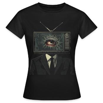 Weirdcore Aesthetics TV Man Eyeball Grunge Strands - Women's T-Shirt - black - Front - AI Model Female 172 dark (172cm)