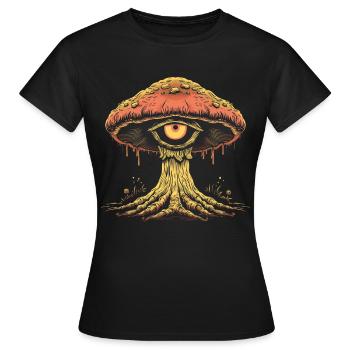 Cottagecore Weirdcore Aesthetic Mushroom Eyeball C - Women's T-Shirt - black - Front - AI Model Female 172 dark (172cm)