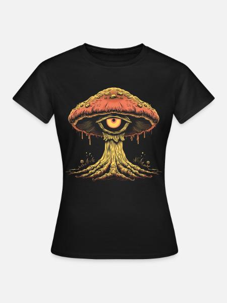 Cottagecore Weirdcore Aesthetic Mushroom Eyeball C - Women's T-Shirt - black