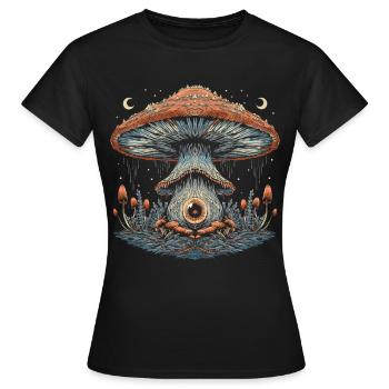 Cottagecore Weirdcore Aesthetic Mushroom Eyeball Mon - Women's T-Shirt - black - Front - AI Model Female 172 dark (172cm)