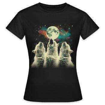 Chat de l’Himalaya Lune hurlante - T-shirt Femme - noir - Devant - AI Model Female 172 dark (172cm)