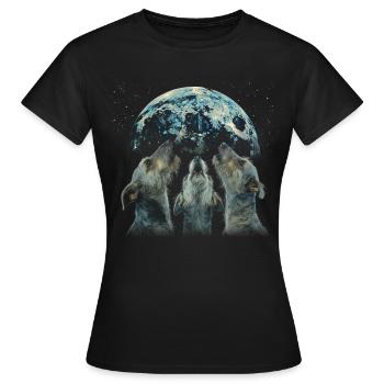 Irischer Wolfshund Hund Heulender Mond - Frauen T-Shirt - Schwarz - Vorne - AI Model Female 172 dark (172cm)