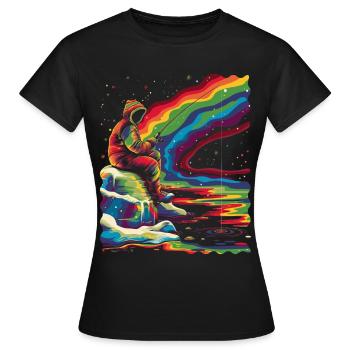 Fishing Fisherman Fisherman Popart - Women's T-Shirt - black - Front - AI Model Female 172 dark (172cm)