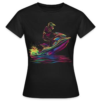 Jet Ski Jet Skiing Jet Skier Popart - T-shirt Femme - noir - Devant - AI Model Female 172 dark (172cm)