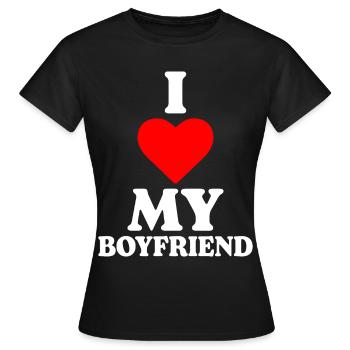 J’aime mon copain adore - T-shirt Femme - noir - Devant - AI Model Female 172 dark (172cm)