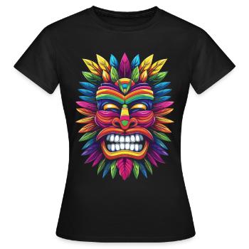 Tiki Luau Hawaii Tiki Mask Popart - T-shirt Femme - noir - Devant - AI Model Female 172 dark (172cm)