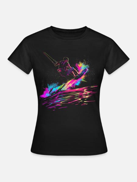 Wakeboarding Wakeboard Wakeboarder Popart - Frauen T-Shirt - Schwarz