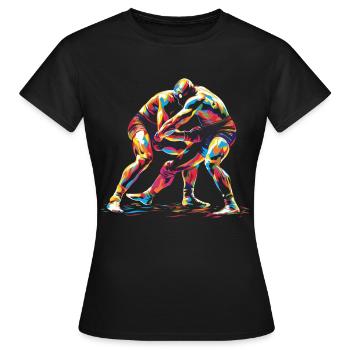 Ringen Ringer Popart - Frauen T-Shirt - Schwarz - Vorne - AI Model Female 172 dark (172cm)