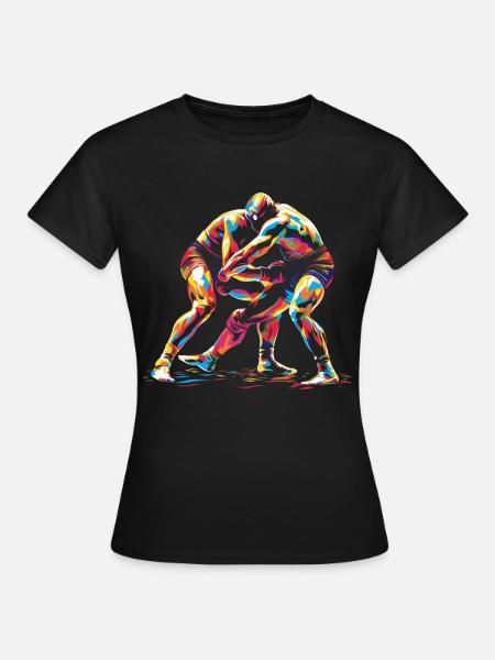 Ringen Ringer Popart - Frauen T-Shirt - Schwarz