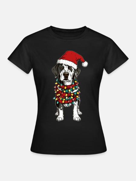 Dalmatiner Weihnachtsmütze Xmas - Frauen T-Shirt - Schwarz