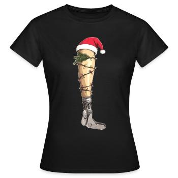 Beinprothese Amputierter Amputierter Weihnachtshut - Frauen T-Shirt - Schwarz - Vorne - AI Model Female 172 dark (172cm)