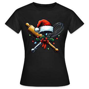 Fouet Rouleau à pâtisserie Baker Christmas Hu - T-shirt Femme - noir - Devant - AI Model Female 172 dark (172cm)