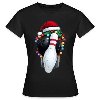 Bowling melon chapeau de Noël Noël - T-shirt Femme - noir - Devant - AI Model Female 172 dark (172cm)