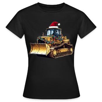 Bulldozer Weihnachtsmütze Xmas - Frauen T-Shirt - Schwarz - Vorne - AI Model Female 172 dark (172cm)
