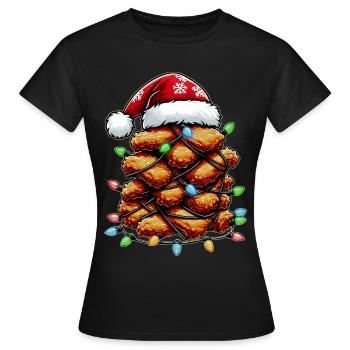 Chicken Nugget Pile Nug Weihnachtsmütze Xmas - Frauen T-Shirt - Schwarz - Vorne - AI Model Female 172 dark (172cm)