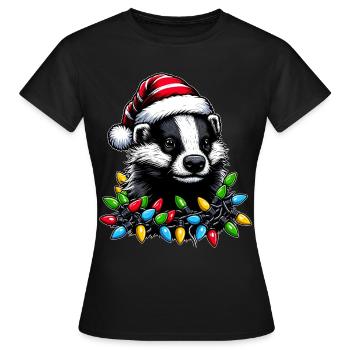 Miel Badger Ratel Chapeau de Noël - T-shirt Femme - noir - Devant - AI Model Female 172 dark (172cm)