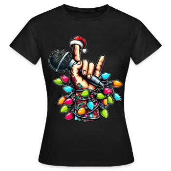 Chanteuse Chanteuse Microphone Musicien Chapeau de Noël - T-shirt Femme - noir - Devant - AI Model Female 172 dark (172cm)
