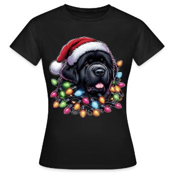 Neufundländer Hund Hund Weihnachten Hut Xmas - Frauen T-Shirt - Schwarz - Vorne - AI Model Female 172 dark (172cm)