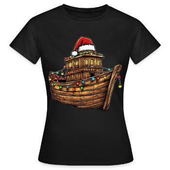 Noahs Arche Weihnachtsmütze Xmas - Frauen T-Shirt - Schwarz - Vorne - AI Model Female 172 dark (172cm)