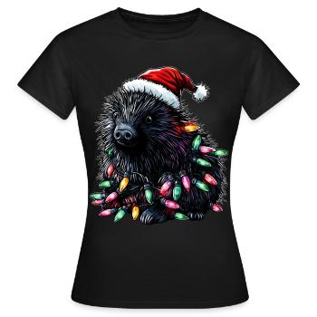 Stachelschwein Demokraten Weihnachtsmütze Xmas - Frauen T-Shirt - Schwarz - Vorne - AI Model Female 172 dark (172cm)