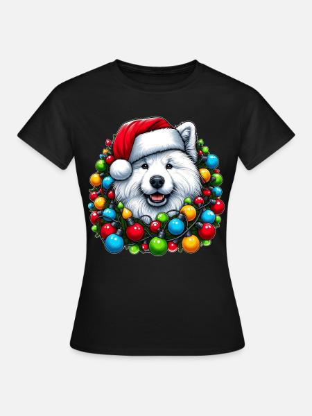 Samojedenhund Weihnachtsmütze Xmas - Dame-T-shirt - sort
