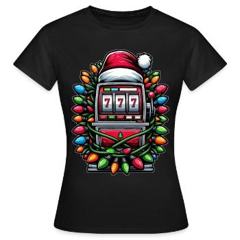 Spielautomat 777 Glücksspiel Gambler Weihnachtsmüt - Frauen T-Shirt - Schwarz - Vorne - AI Model Female 172 dark (172cm)