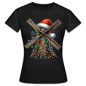 Windmühle Windkraft Weihnachtsmütze Xmas - Frauen T-Shirt - Schwarz - Vorne - AI Model Female 172 dark (172cm)