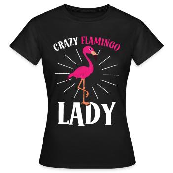 Crazy Flamingo Lady Crazy Lady - Women's T-Shirt - black - Front - AI Model Female 172 dark (172cm)