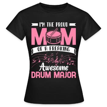 Fière mère d’un tambour-major tambour tambour - T-shirt Femme - noir - Devant - AI Model Female 172 dark (172cm)