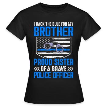 Bruder Schwester Polizist Strafverfolgung - Frauen T-Shirt - Schwarz - Vorne - AI Model Female 172 dark (172cm)