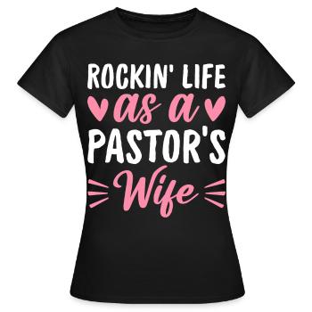 Rockin Life Femme de pasteur Église chrétienne - T-shirt Femme - noir - Devant - AI Model Female 172 dark (172cm)