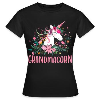 Grandmacorn Einhorn Oma - Frauen T-Shirt - Schwarz - Vorne - AI Model Female 172 dark (172cm)