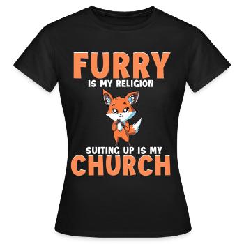 Furry Fandom Furries Fursona Furry Religion Suit - Women's T-Shirt - black - Front - AI Model Female 172 dark (172cm)