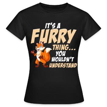 Furry Fandom Furries Fursona It's a furry - Women's T-Shirt - black - Front - AI Model Female 172 dark (172cm)
