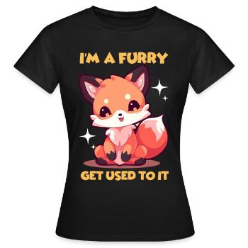 Furry Fandom Furries Fursona I'm a Furry - Women's T-Shirt - black - Front - AI Model Female 172 dark (172cm)