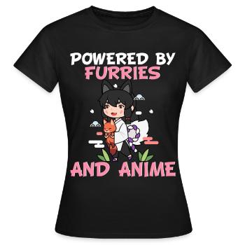 Furry Fandom Furries Fursona Powered by Furries - Women's T-Shirt - black - Front - AI Model Female 172 dark (172cm)