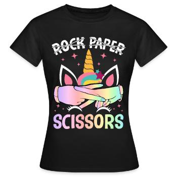 Funny Lesbian Pride LGBTQ Rock Paper Scissors - Women's T-Shirt - black - Front - AI Model Female 172 dark (172cm)
