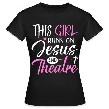 Fille Jésus Artiste de théâtre Théâtre Jeu de théâtre - T-shirt Femme - noir - Devant - AI Model Female 172 dark (172cm)
