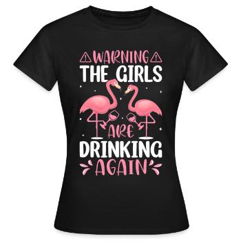 Weintrinkende Trinker Weinglas-Mädchen trinken - Frauen T-Shirt - Schwarz - Vorne - AI Model Female 172 dark (172cm)