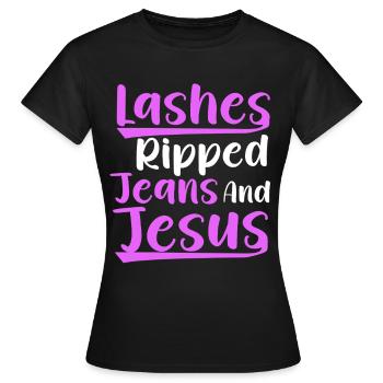 Wimpernkünstlerin Wimpernliebhaberin Wimpern - Frauen T-Shirt - Schwarz - Vorne - AI Model Female 172 dark (172cm)