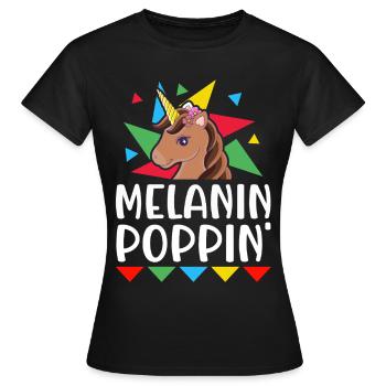 Melanin Poppin Brown Skin Black History - Frauen T-Shirt - Schwarz - Vorne - AI Model Female 172 dark (172cm)